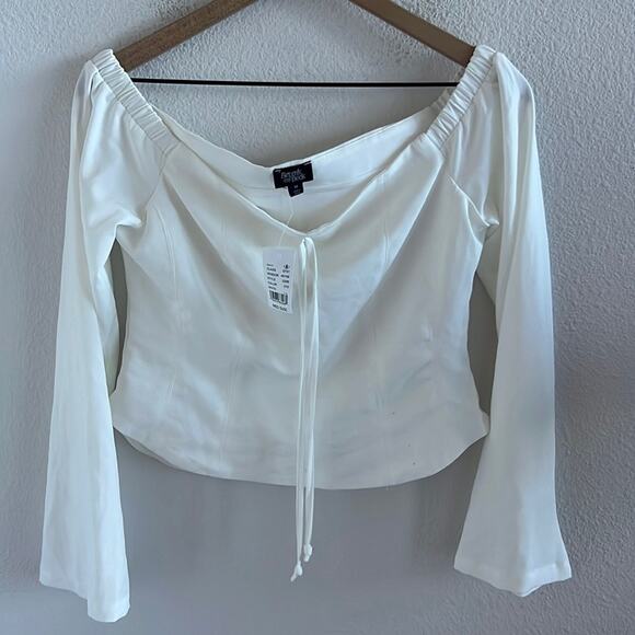NWT PacSun Beverly and Beck Off-The-Shoulder Button Front Tie Top Blouse Shirt M - Picture 1 of 6